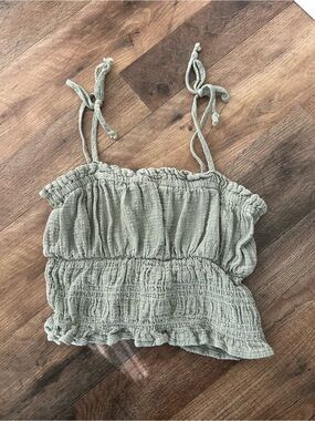 Ocean Drive Sage Green Smocked Tie-Shoulder Camisole